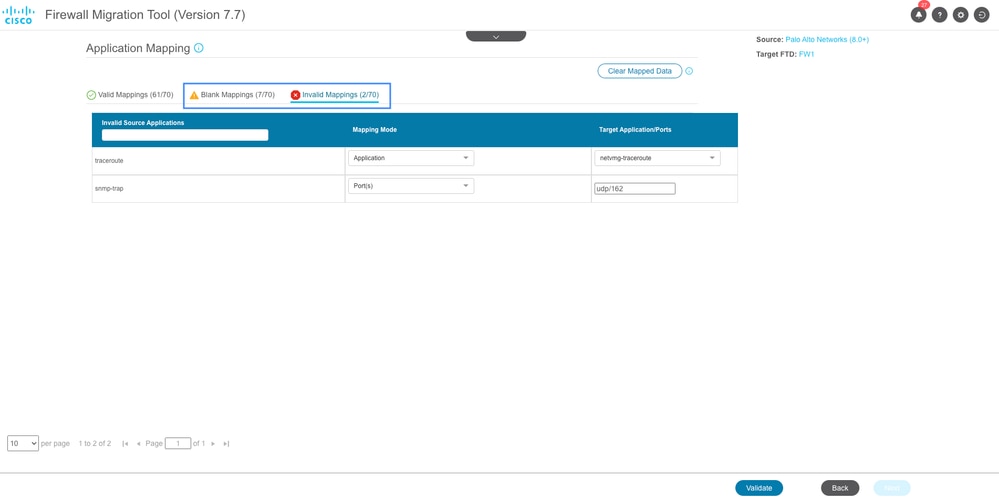 Blank & Invalid Application Mapping