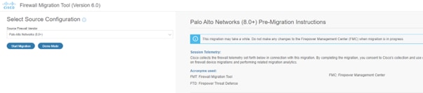 Firepower Migration Tool Dashboard