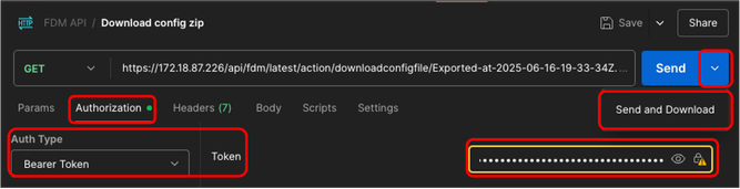 Postman - Download Config.zip File Request - Authorization