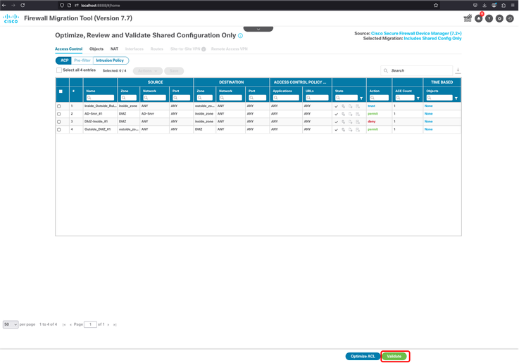 FMT - Optimize ACL - Validate Migration