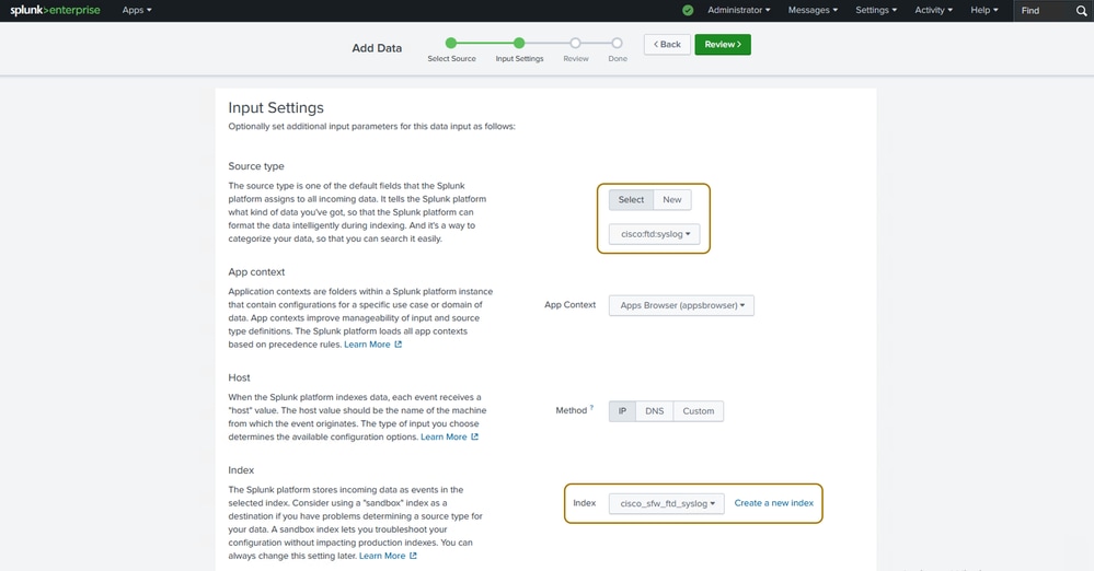 Configure Data Input Settings