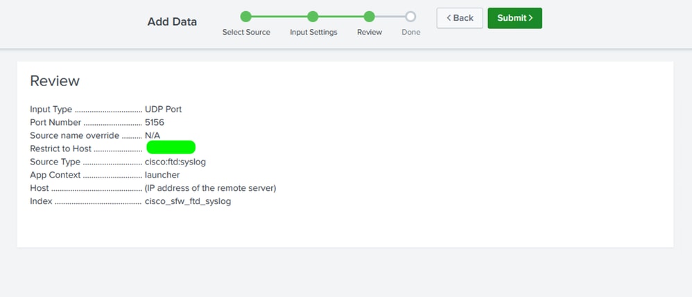 Review Data Input Settings