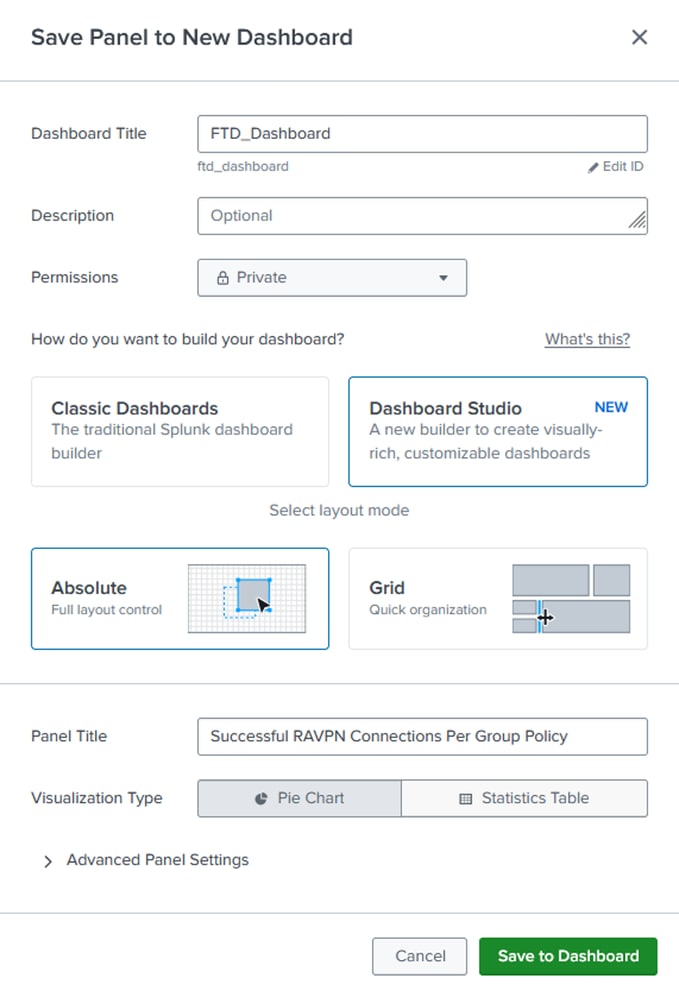 Settings for the New Dashboard