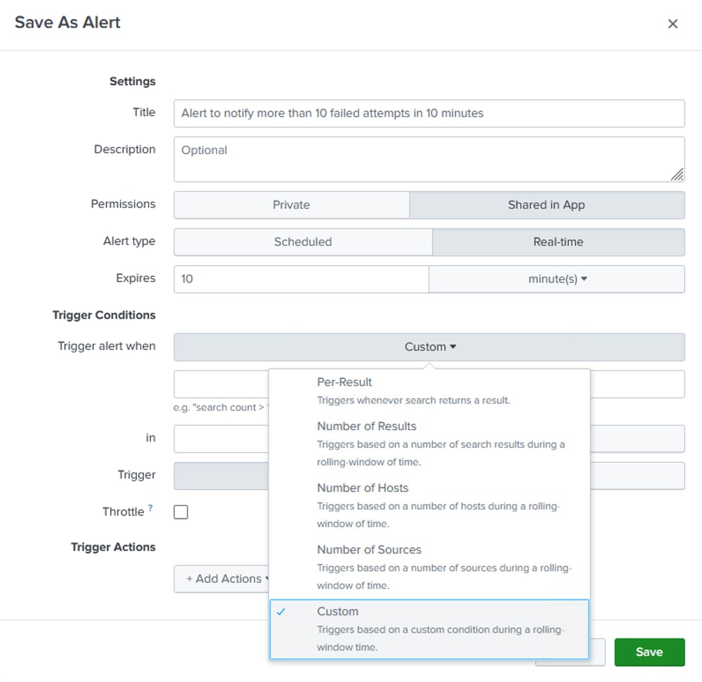 Additional Settings for Alert Creation