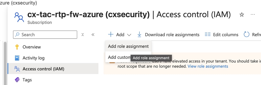 Assign the Custom Role from Access Control Page, Select Add