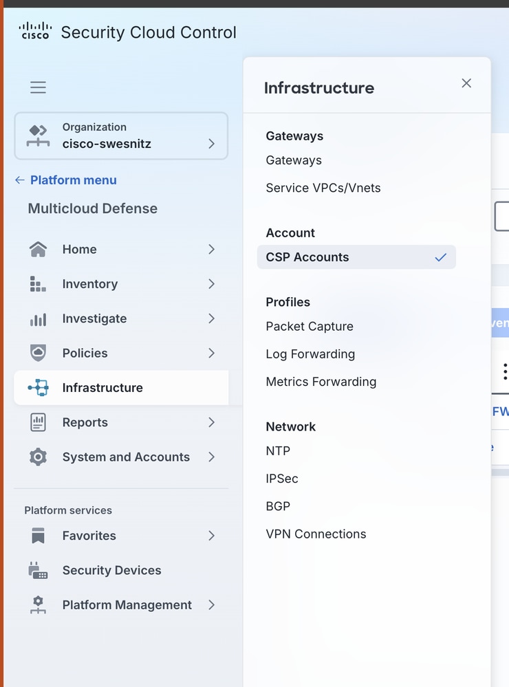 View Onboarded Account from Infrastructure