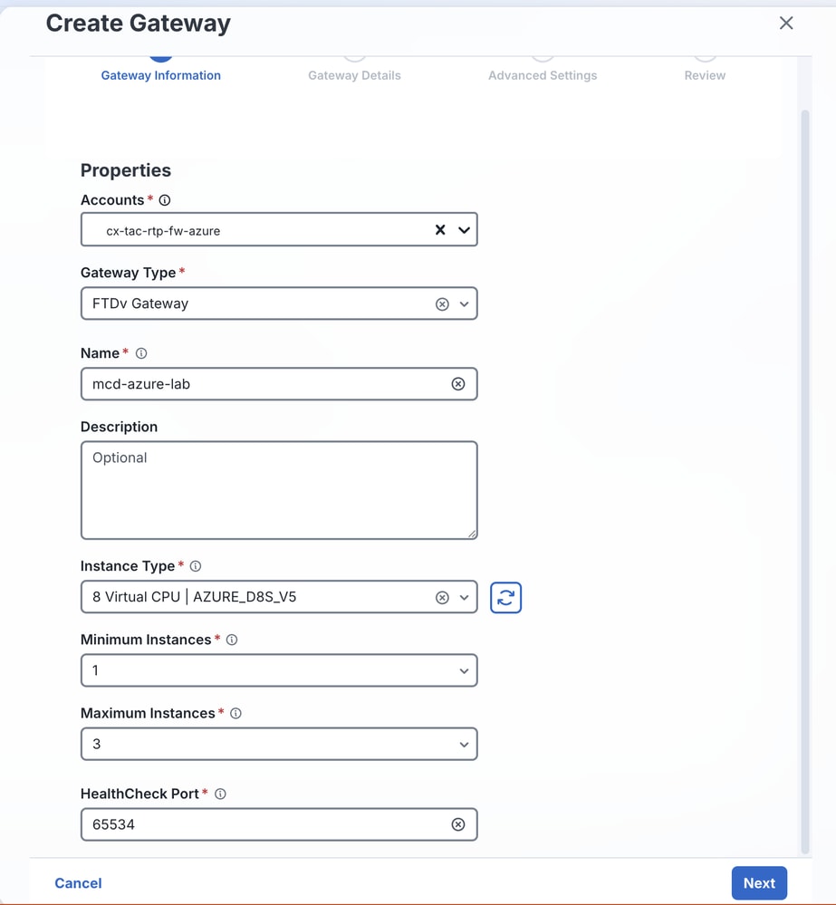 Enter the Required Values for the Gateway