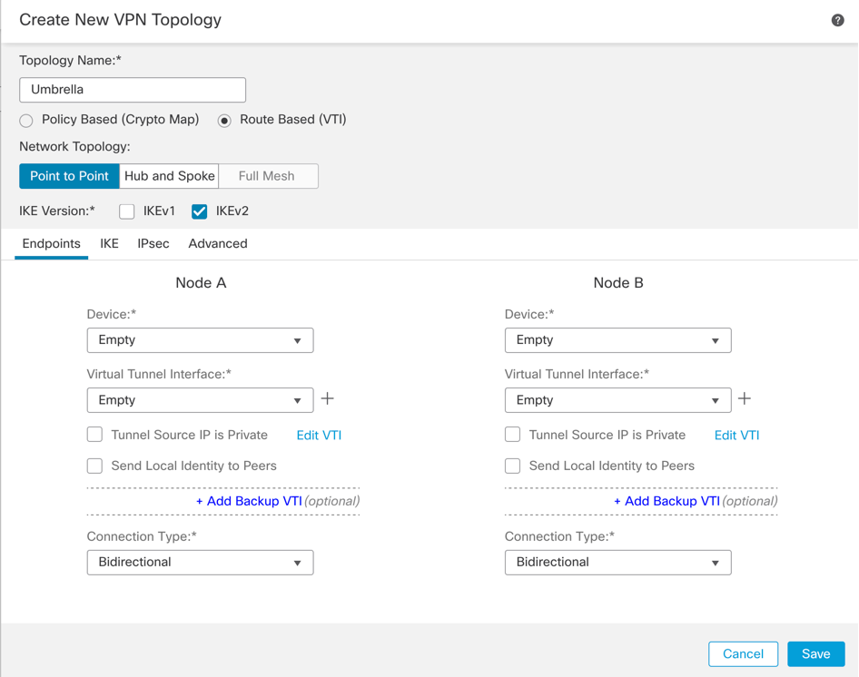 Create a New VPN Topology