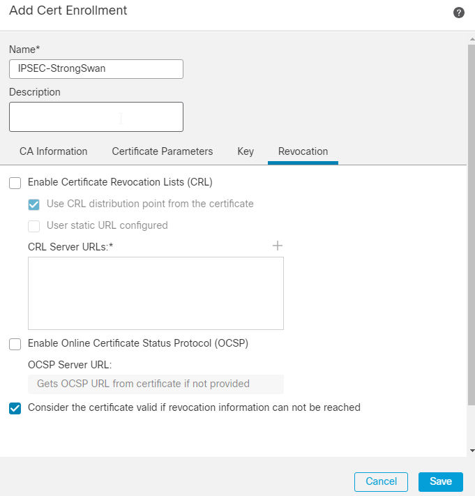 Edit Cert Enrollment - Revocation