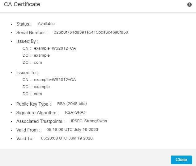 CA Certificate Output