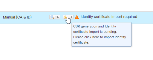 ID Certificate Status - Import Pending