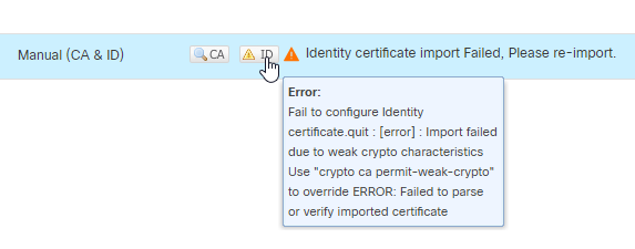 Error due to Weak Crypto Characteristics