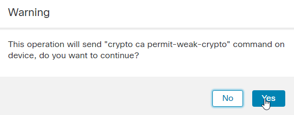 Warning - Enable Weak-Crypto