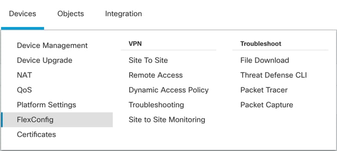 Accessing FlexConfig Menu