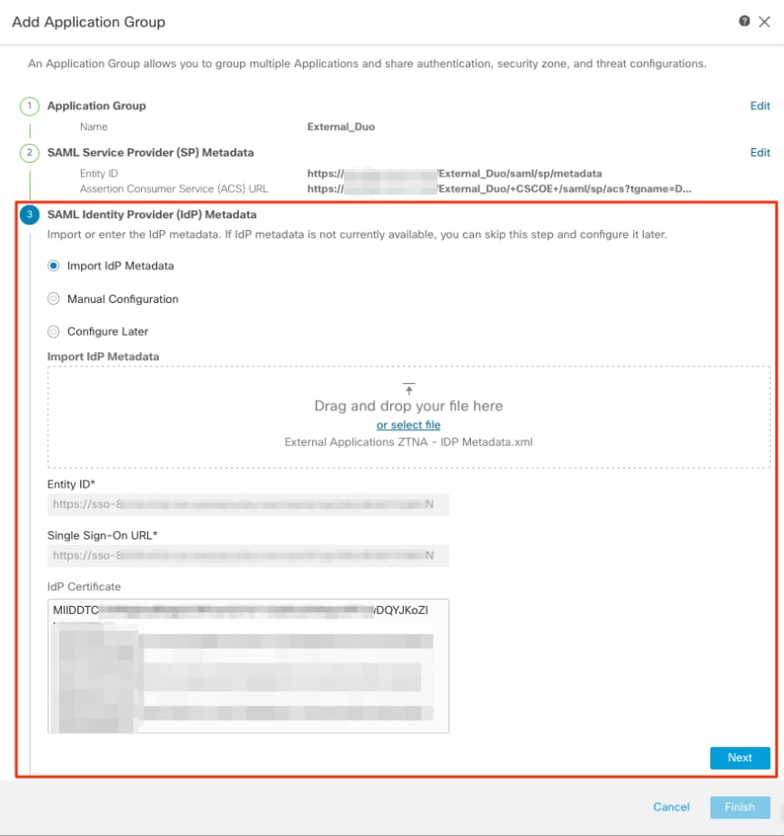 FMC Import IdP metadata