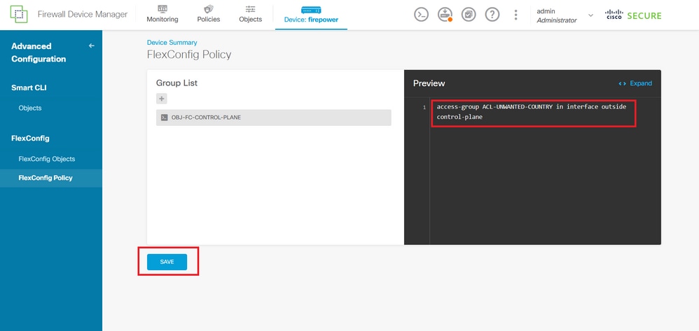 Image 35. FlexConfig Policy preview