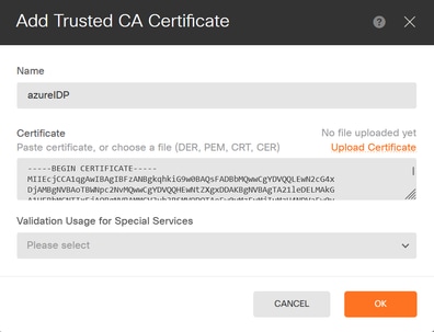 Add Trusted CA certificate Identity