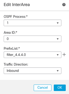 Inter-Area Filtering Configuration