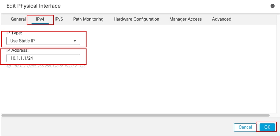 Interface Gi0/0 IPv4