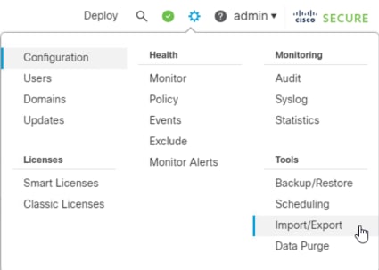 System Tools Import
Export