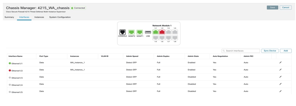 Interfaces Tab Summary