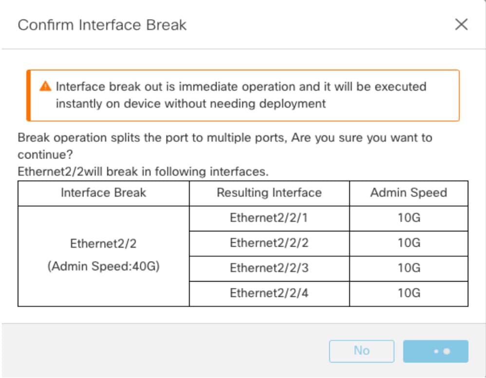 Interface Break Confirmation Wizard