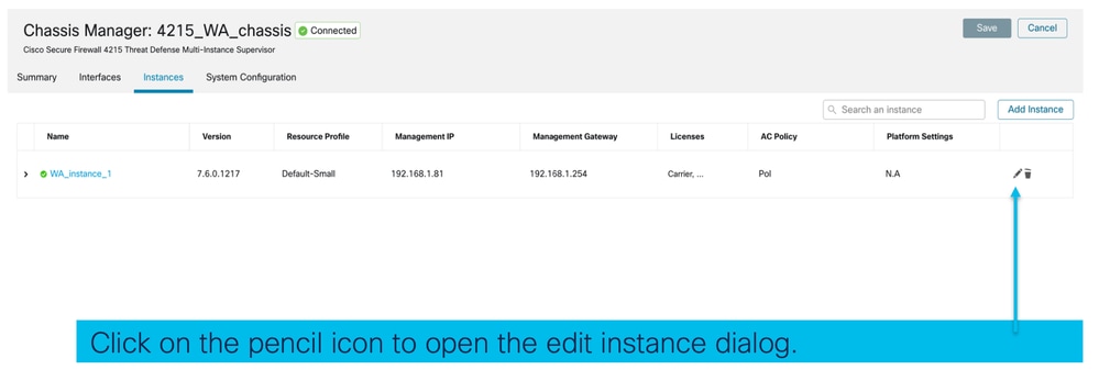 Edit FTD Instance