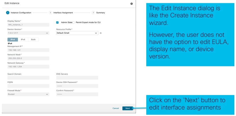 Edit Interface Assignments for an  Instance