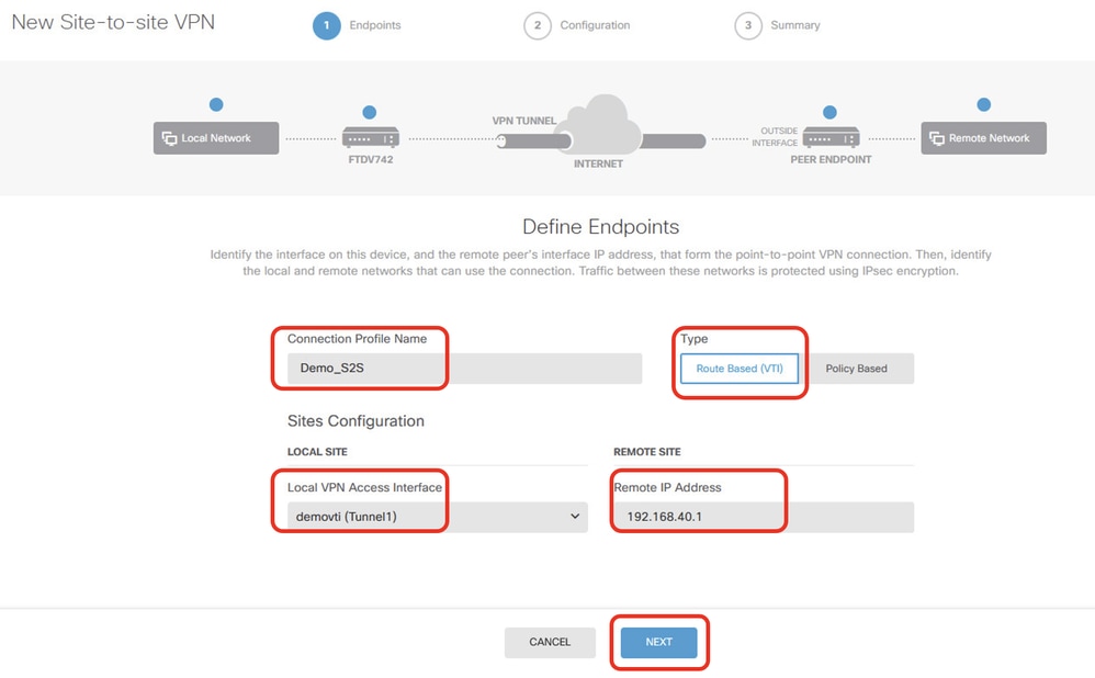 FTD Site-to-Site VPN Endpoints