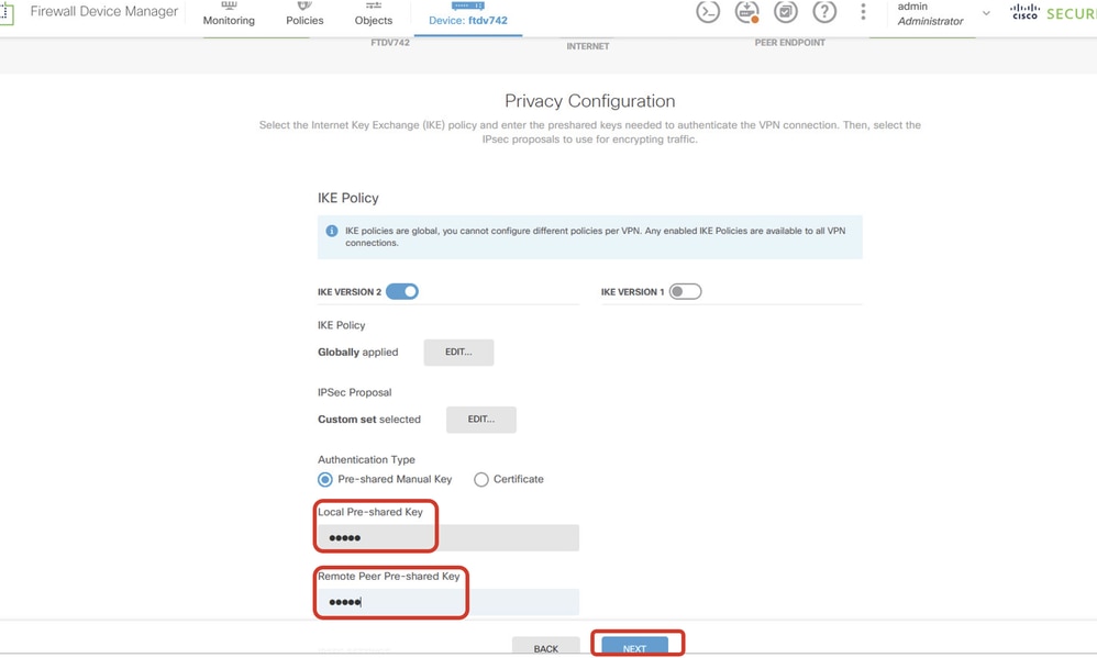 FTD Configure Pre-Shared Key