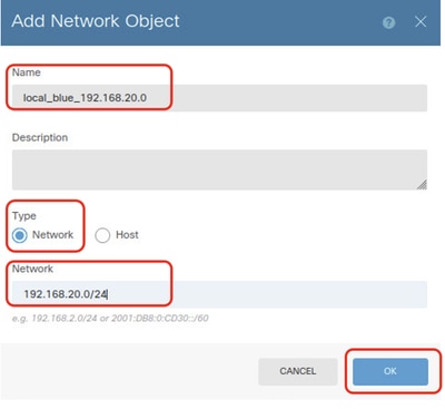 FTD VRF Blue Network