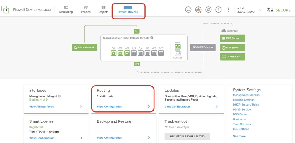 FTD View Routing Configuration
