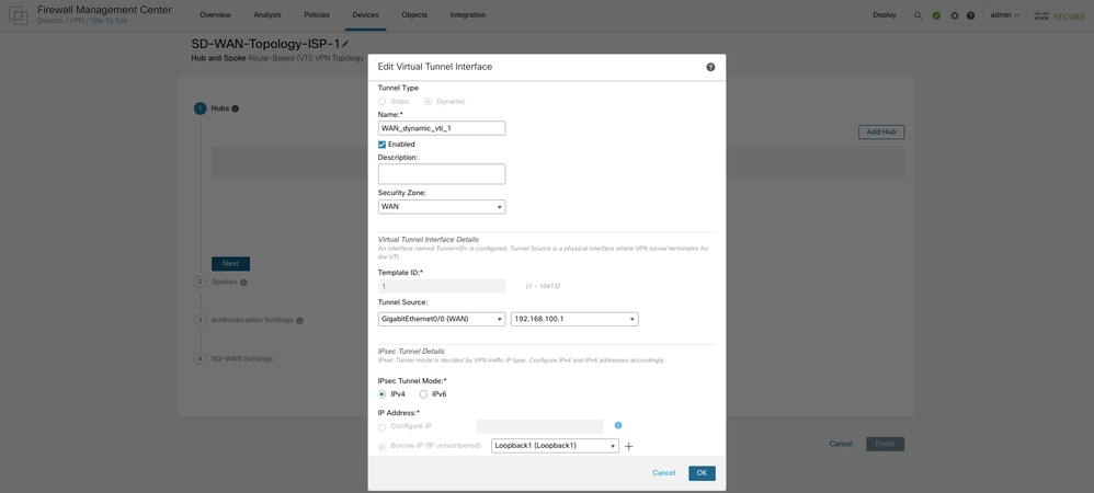 Configure DVTI on WAN 1
