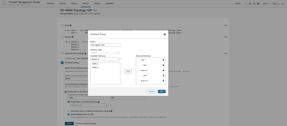 Configure the SDWAN Settings