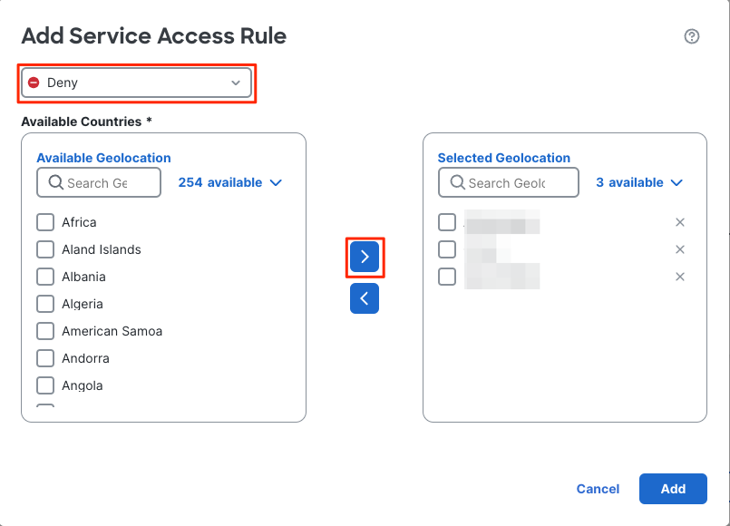 Configure Service Access Rule