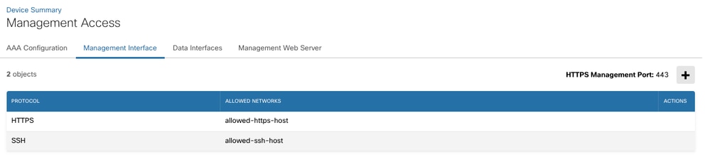 Added network object for SSH and HTTPS.