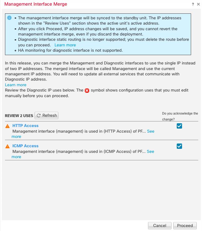 Example of warning of Platform Settings configurations that must be edited