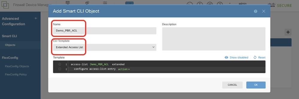 Site1 FTD Create PBR ACL 1