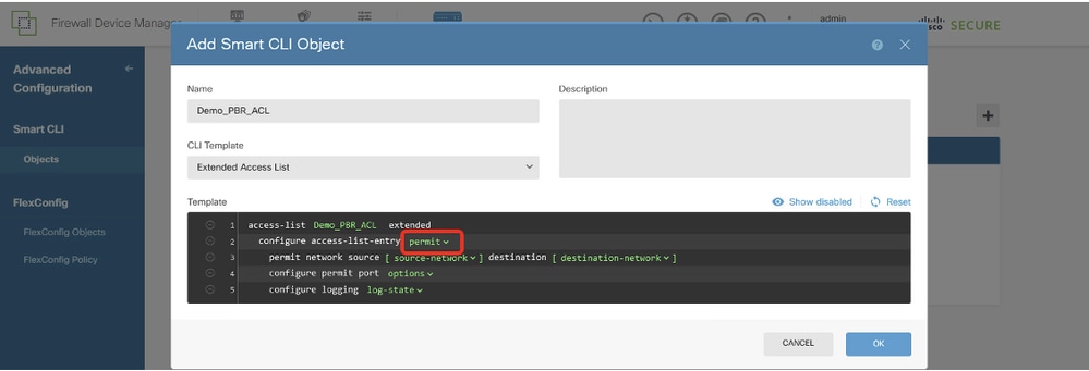 Site1 FTD Create PBR ACL 2