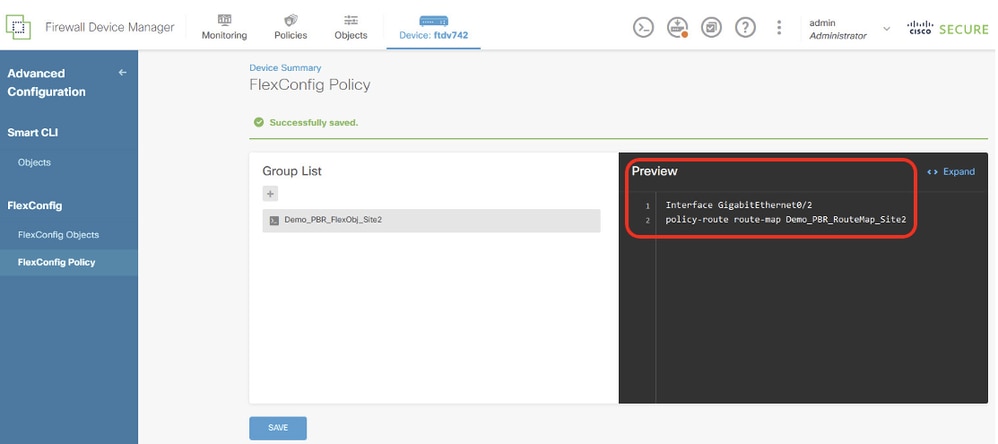Site2 FTD Create PBR Flex Policy