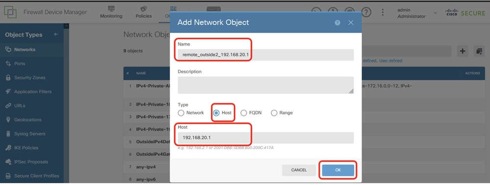 Site1 FTD Create Net Object Static Route 1