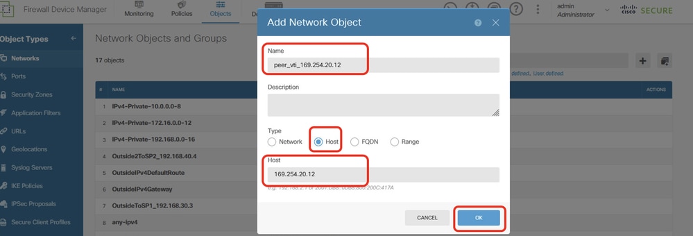 Site1 FTD Create Net Object Static Route 3