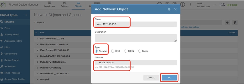 Site1 FTD Create Net Object Static Route 4