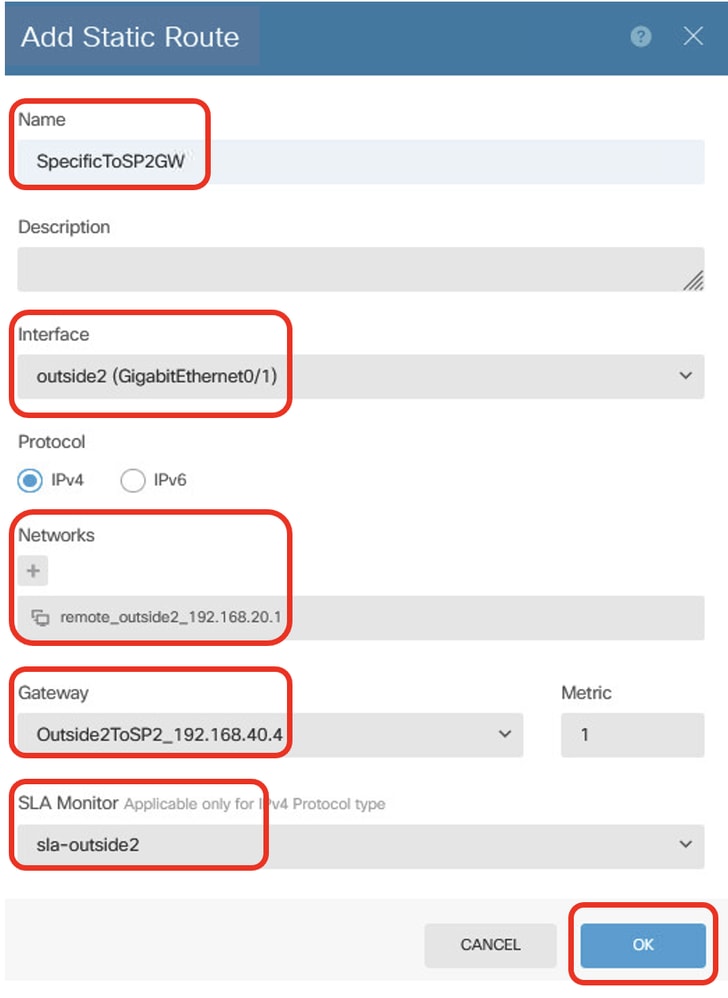 Site1 FTD Create Static Route 3