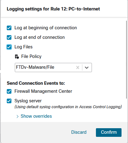 Rule Logging Configuration in ACP