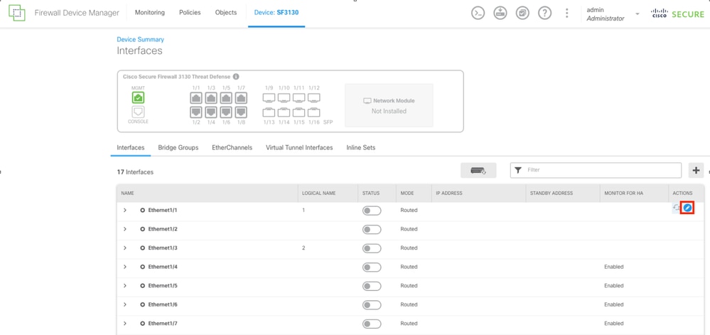 Interfaces Tab
