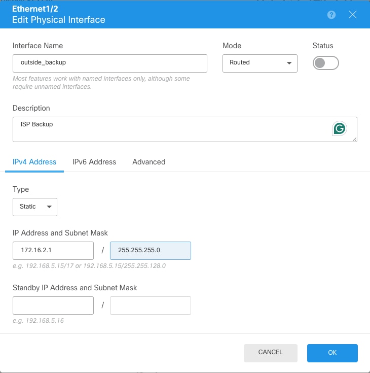 Configuration of Secondary ISP Interface