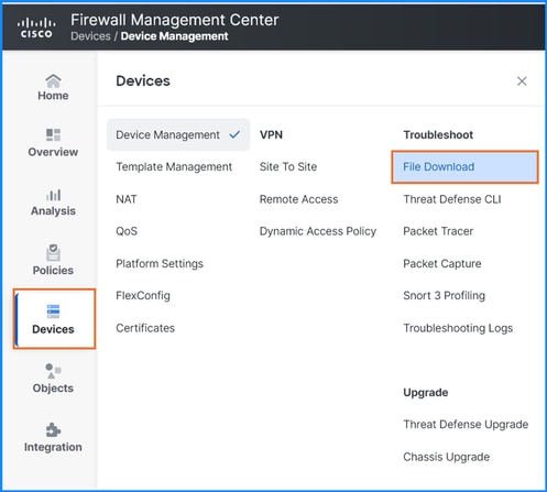 FMC device troubleshoot page