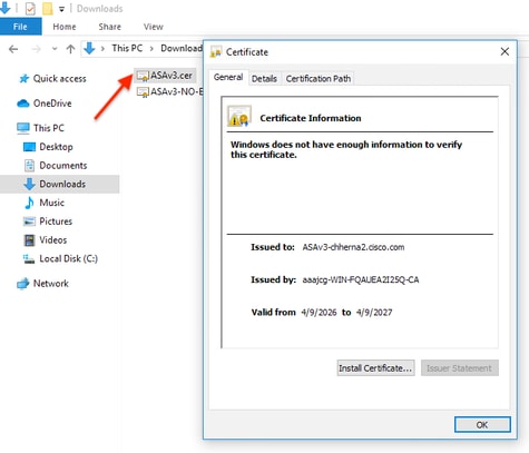 Certificate information