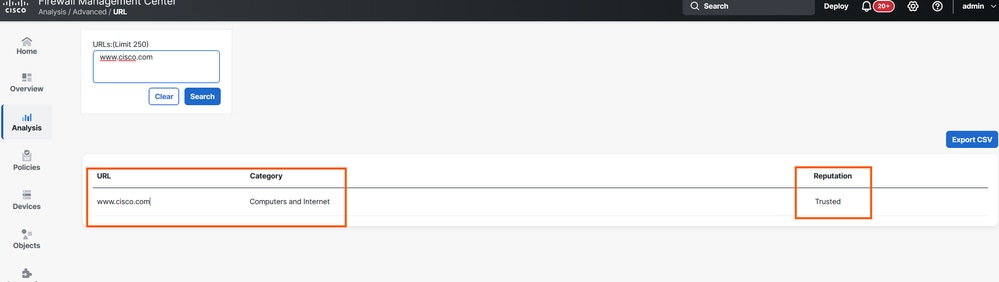 Look Up the URL Category in FMC